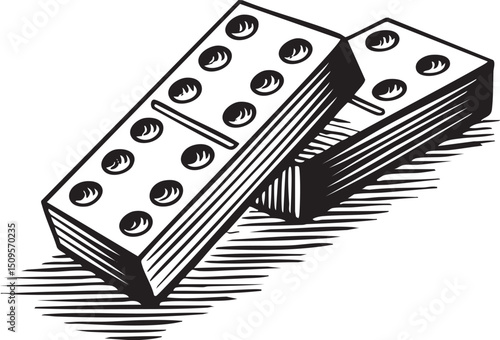 Two dominoes rest on a textured surface.