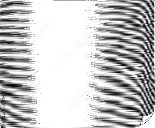grayscale depicts a partial view of a human face rendered with intricate linear textures.
