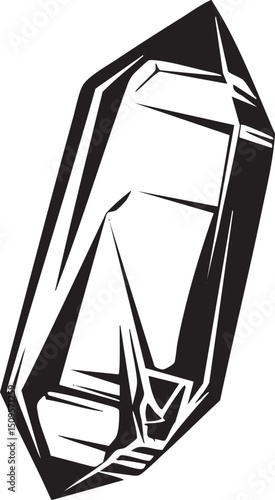 sharply defined crystal formation stands upright against a stark background.