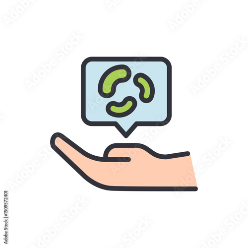 Hand Presenting Thought Bubble Displaying Legumes In Green Color