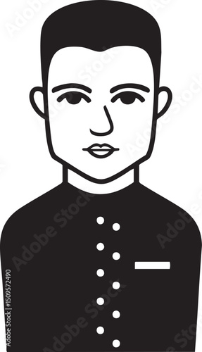 young man gazes directly at the viewer with a thoughtful expression.
