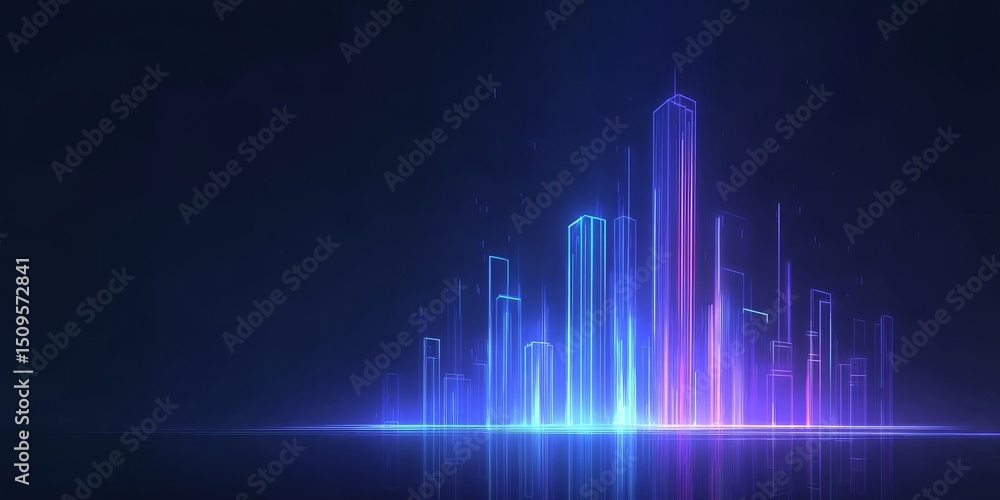 Fototapeta premium Neon-lit Futuristic Cityscape with Glowing Skyscrapers