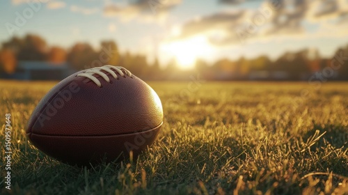 Wallpaper Mural A football rests on a field at sunset. Torontodigital.ca