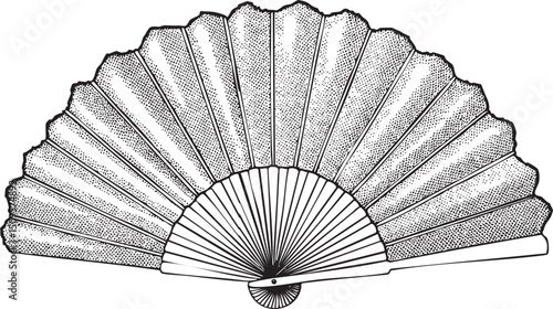 detailed black and white of an open fan.
