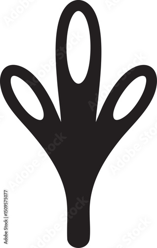 stylized black silhouette of a fern frond rises upwards.