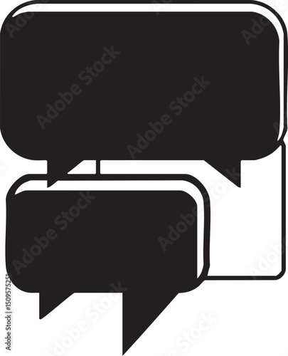 Two speech bubbles float side-by-side creating a sense of dialogue and communication.