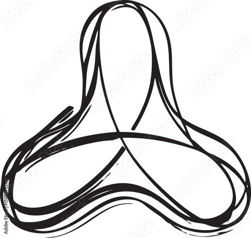 stylized black silhouette of a human figure in a meditative lotus position.