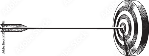 black arrow pierces a circular target.