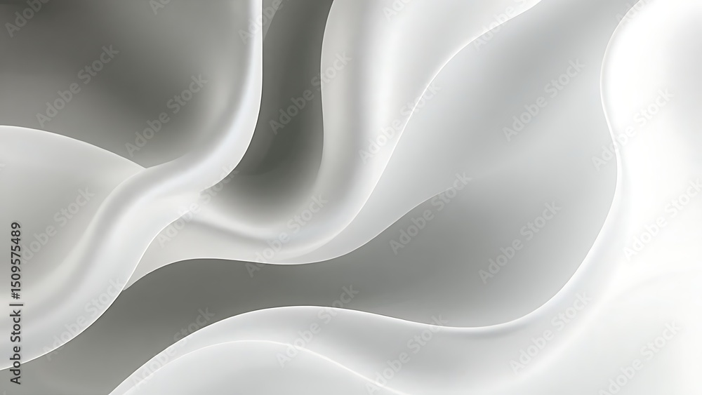 Obraz premium Dynamic Intertwining Waves of White and Grey Abstract Gradient