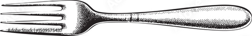 silver fork rests horizontally on a white background.