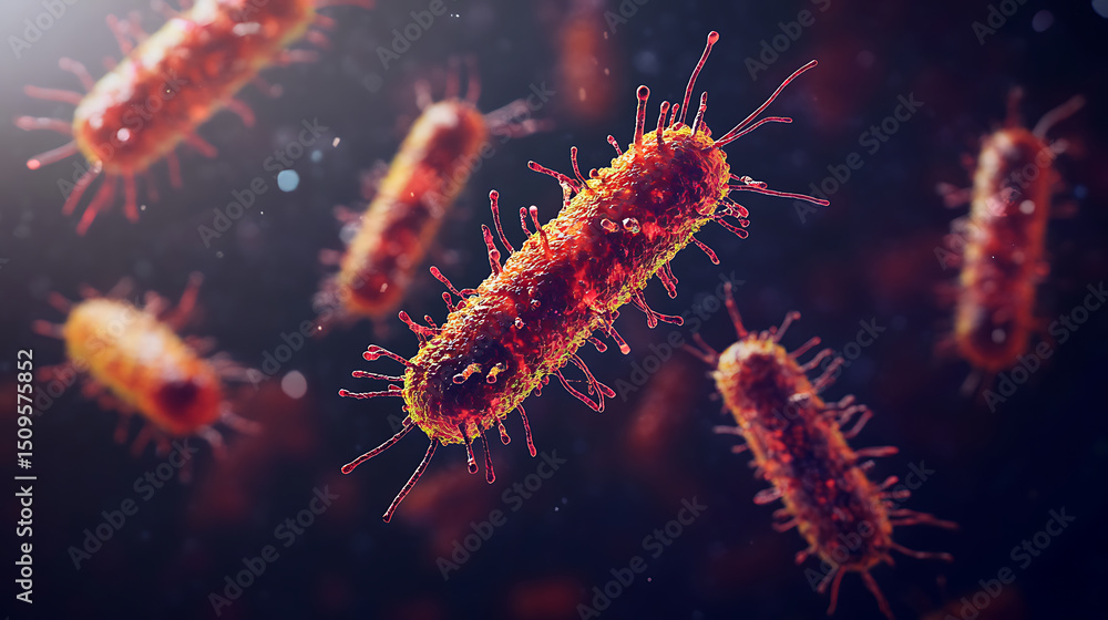 Microscopic View of Bacteria: Detailed Illustration of Pathogenic Organisms Microscopic View of Bacteria: Detailed Illustration of Pathogenic Organisms