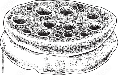 textured circular surface displays numerous small raised indentations.