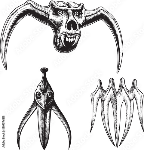 menacing skeletal creature with grasping claws dominates the .