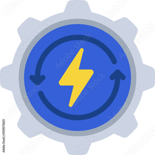 Energy efficient electrical device symbol with circular design and lightning bolt