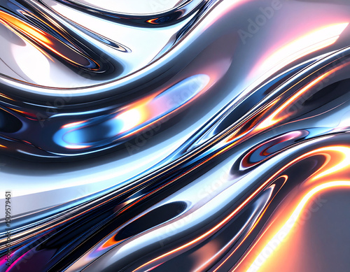 Flowing Metallic Abstraction: A captivating and dynamic abstract image showcasing the mesmerizing beauty of flowing metal, with its reflective surfaces and fluid forms. 
