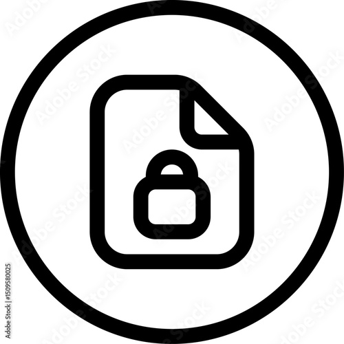 Secure Document Icon with Lock Symbol for Data Protection and Privacy