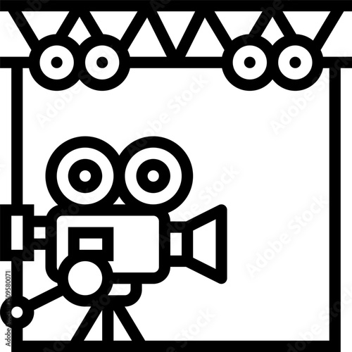 Icon of Vintage Movie Camera with Film Reel for Film Video Production and Cinematography Content