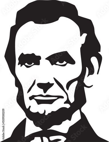 stark black and white portrait of Abraham ’s face.