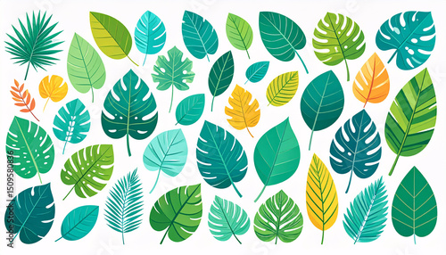 Collection of Leaf Variations: A vibrant collection of diverse leaf shapes and shades, showcasing the intricate beauty and variety found in the natural world.