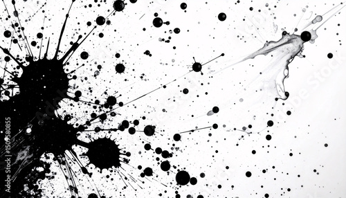 Ink Blot Art: A striking black ink splatter against a clean backdrop, highlighting the dynamic interaction of fluid and surface, creating an abstract visual symphony.