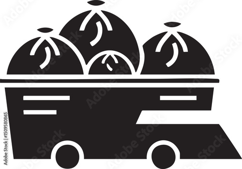 black waste bin overflows with numerous round trash bags.