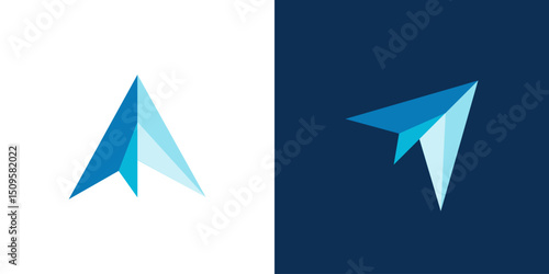 Paper plane icon up arrow logo vector graphic design isolated