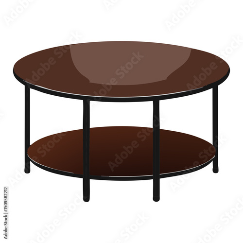 Illustration Round Dark Coffee Table - Two Tiers