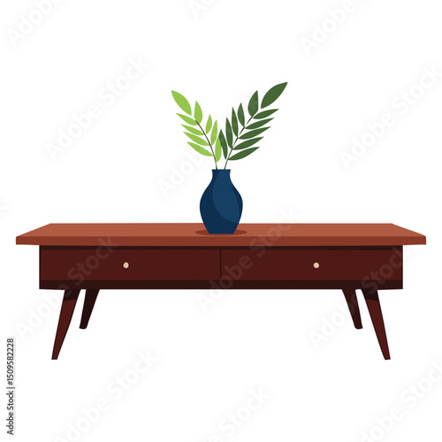 Illustration Brown console table with single vase