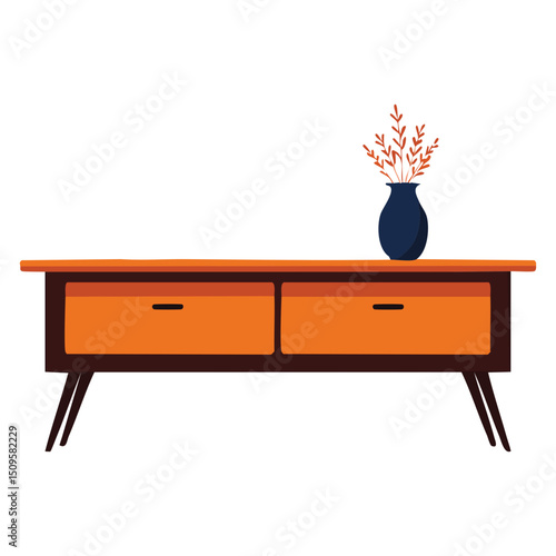 Illustration Orange sideboard with two drawers
