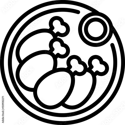 Artistic depiction of creative food presentation with abstract shapes and vibrant design elements