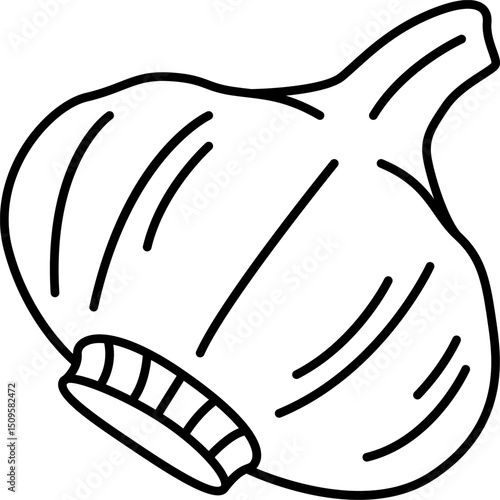 Close up of a garlic bulb with fresh cloves on a white background