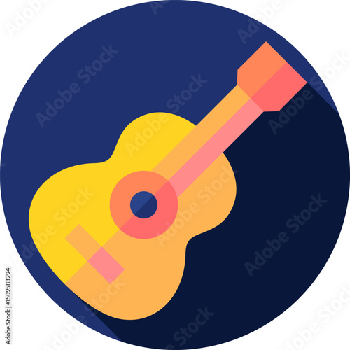 Colorful Acoustic Guitar for Music and Entertainment Themes
