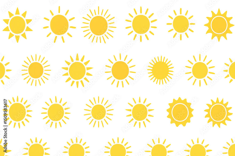 Sun icons representing summer warmth, radiating positive energy against transparent background Sun icons representing summer warmth, radiating positive energy against transparent background