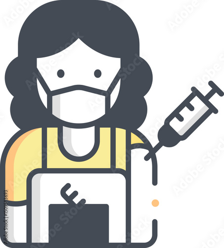 Healthcare Worker Administering Injection to Patient Icon Style