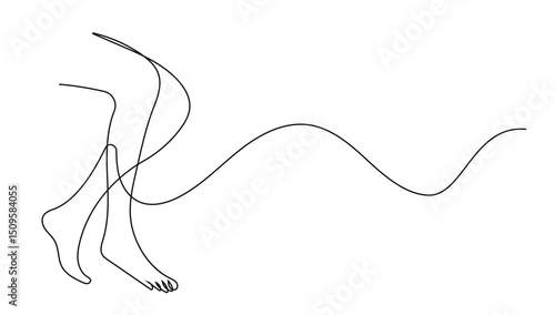Legs One Line Drawing, Vector Illustration.