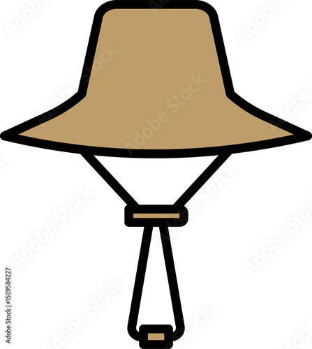 Simple Icon of Tan Boonie Hat with Chin Strap for Outdoor Protection