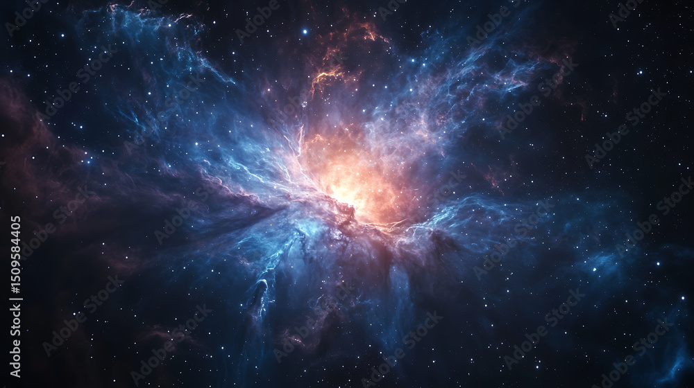 Fototapeta premium Vibrant Nebula in Deep Space with Stellar Formation