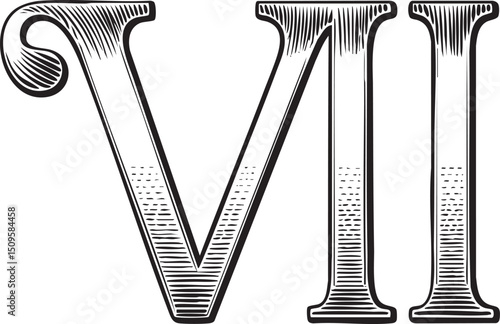 Two large ornate capital letters 'V' are intricately designed with detailed lines and curves.