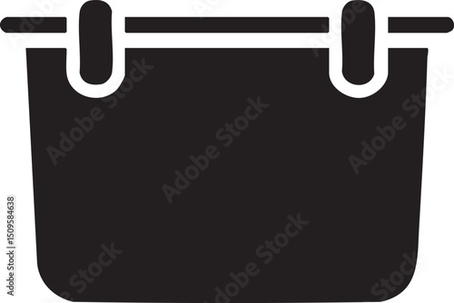 simple dark bucket hangs from a horizontal bar.