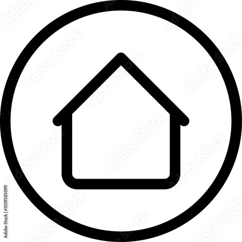 Simple home symbol inside a circle representing navigation and access to a website or application's main page, clean and minimalist design.