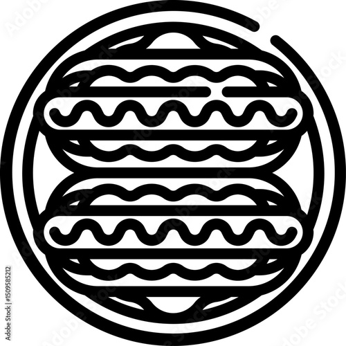 Two hot dogs sit on a plate, ready to be enjoyed as a quick and tasty meal, showcasing simple pleasures and classic American cuisine.