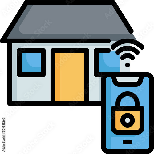 Smart home automation system controlling house security with mobile app, showcasing convenience and modern lifestyle.