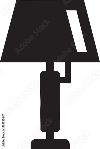 simple black lamp stands on a white surface.