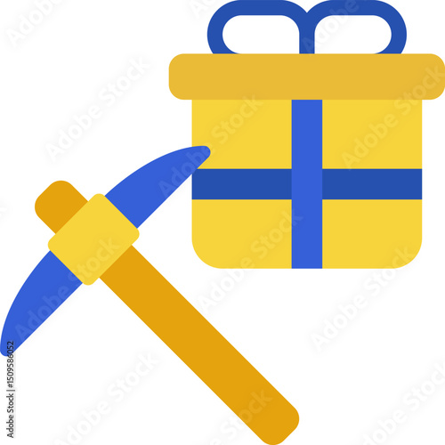Gift box being mined with a pickaxe, symbolizing unexpected costs or hidden fees associated with presents, creating a cautionary and humorous concept.