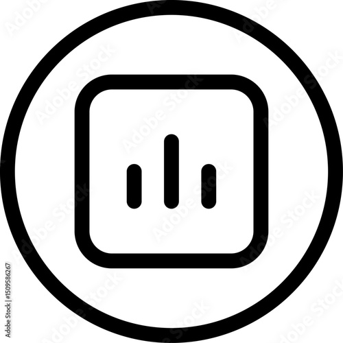 Audio symbol representing sound waves inside a circle, indicating audio settings or volume control, simple and minimalist design.