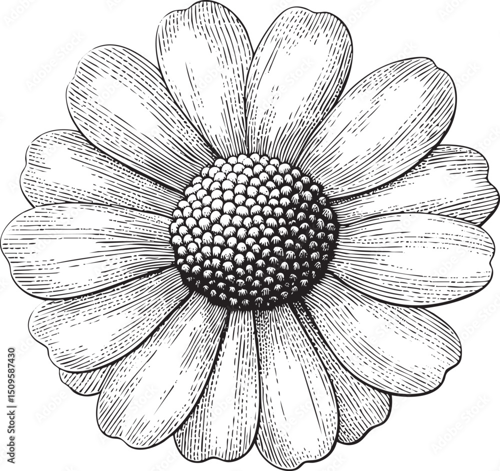 Obraz premium detailed black and white of a daisy flower.