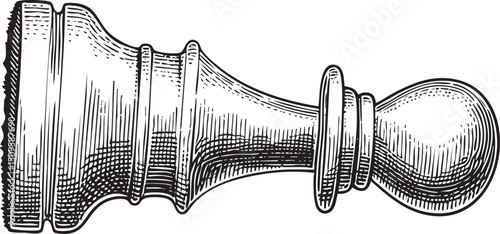 detailed black and white sketch of a chess pawn.