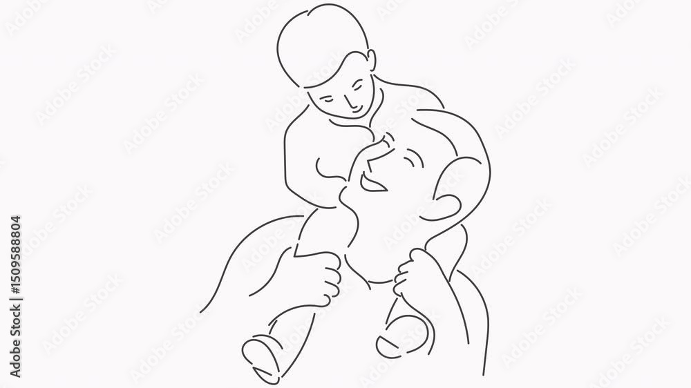 Minimalist father-son bonding moment illustration, showcasing the special relationship and love Minimalist father-son bonding moment illustration, showcasing the special relationship and love