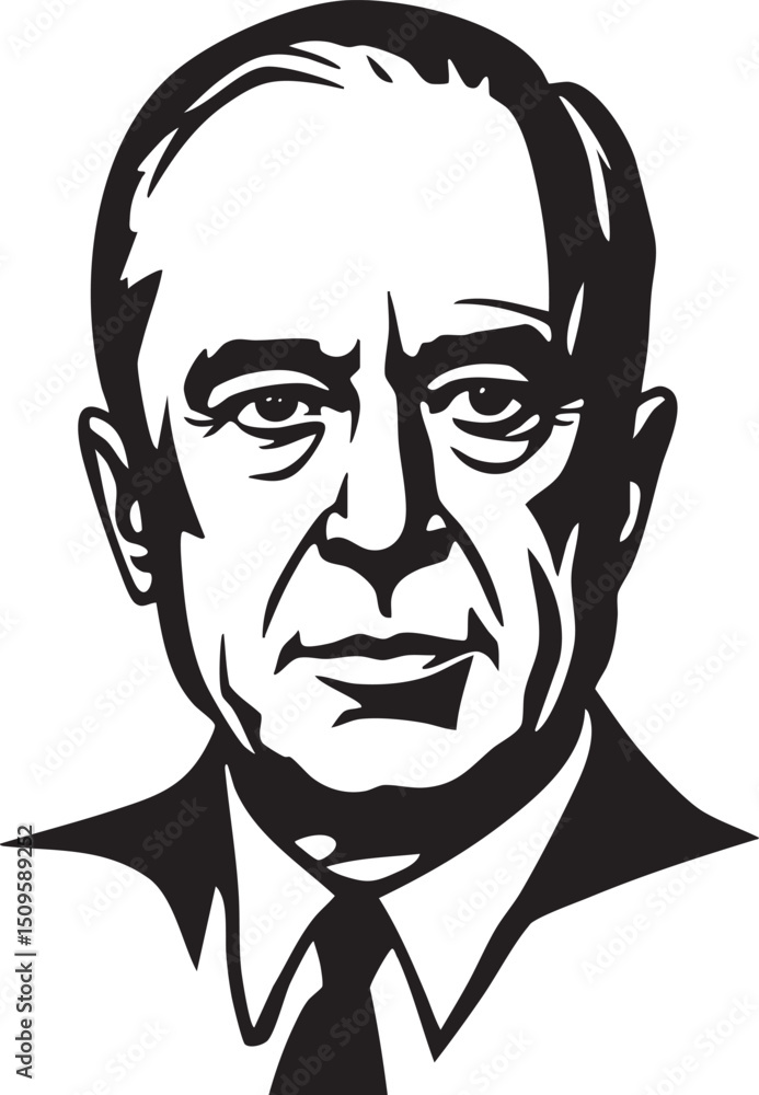 monochrome portrait of a distinguished man with a serious expression. monochrome portrait of a distinguished man with a serious expression.
