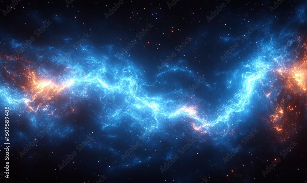 Naklejka premium Abstract cosmic energy flow in a dark space.